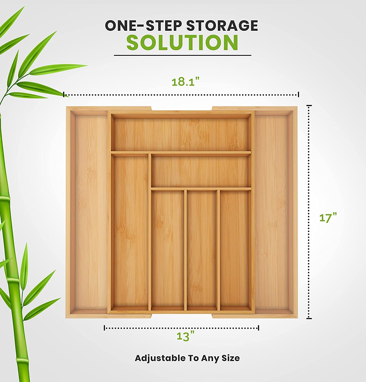 Caddy Expandable Drawer Organizer, Bamboo Dividers Organizer for Kitchen, Silverware, Flatware, Living Room, Makeup Drawer & Utensil Holder, Natural Wood